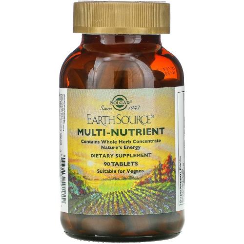 Solgar Earth Source Multi Nutrient Food Supplement Συμπλήρωμα Διατροφής με Βιταμίνες, Μέταλλα, Υπερτροφές, Φυτικά Ένζυμα & Ωμέγα 3-6 Λιπαρά Οξέα 90tabs